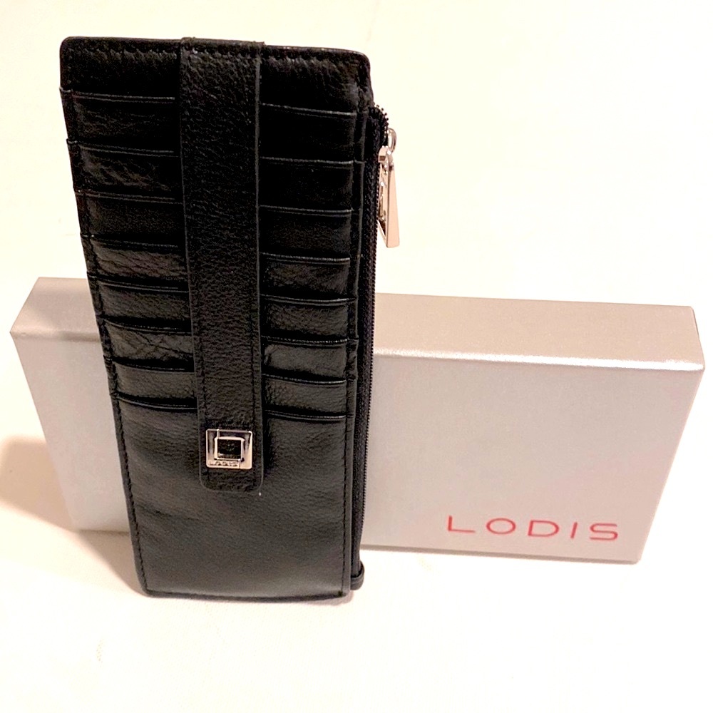 Lodis Black Leather Audrey Card Wallet Slim